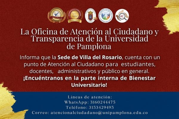 La oficina de Atenci&oacute;n al ciudadano y tranparecia en la sede Villa del Rosario, se encuetra ubicada en la parte interna de Bienestar Universitario